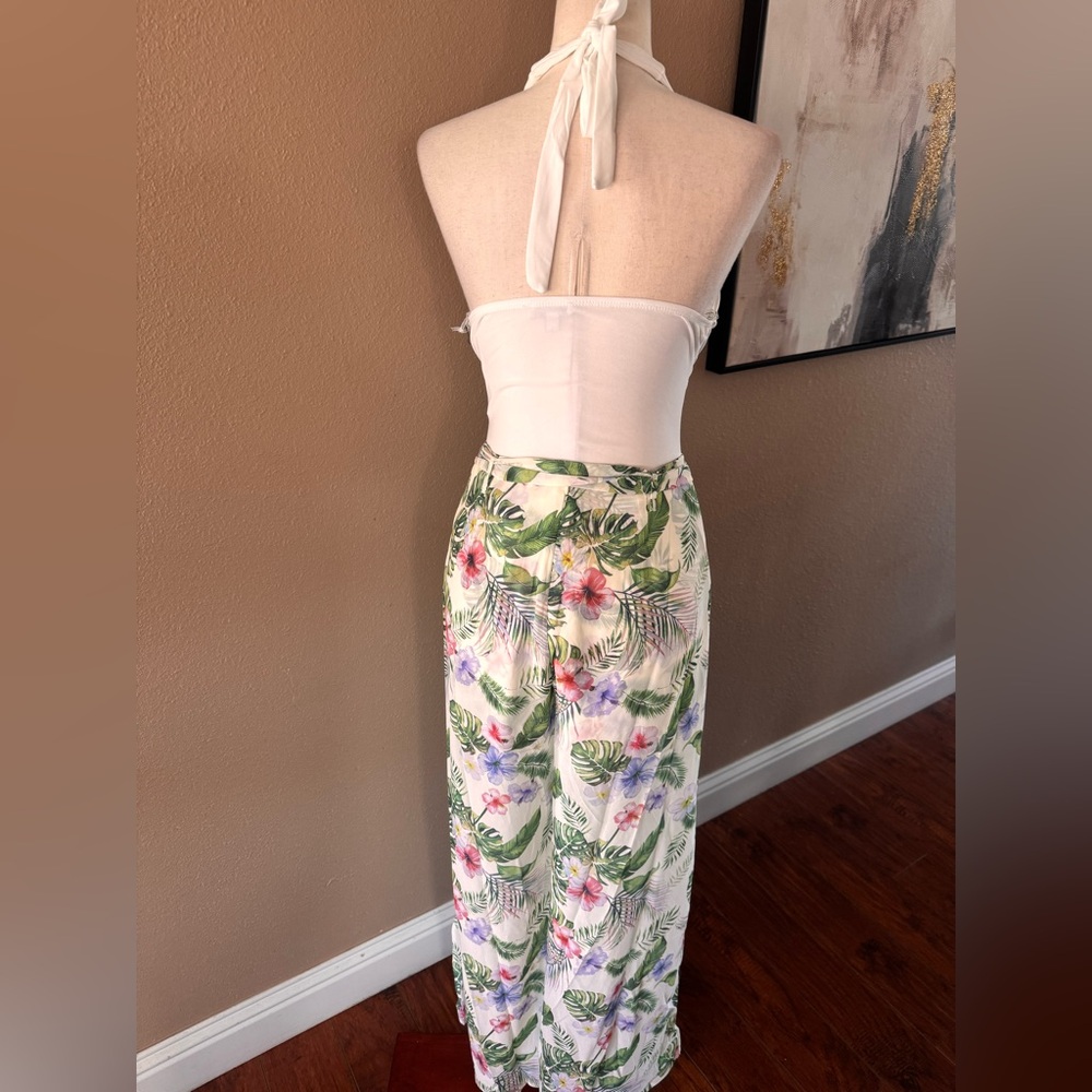 Honey Punch Cream Tropical Print Split Skort - Picture 5 of 7